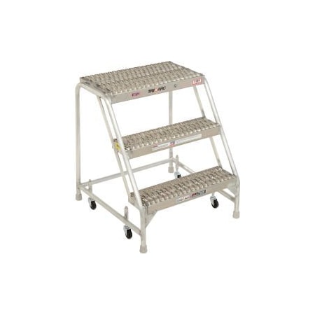 Tri Arc Manufacturing 3 Step Aluminum Rolling Ladder, 24"W Grip Step, W/O Handrails - WLAR003245 WLAR003245